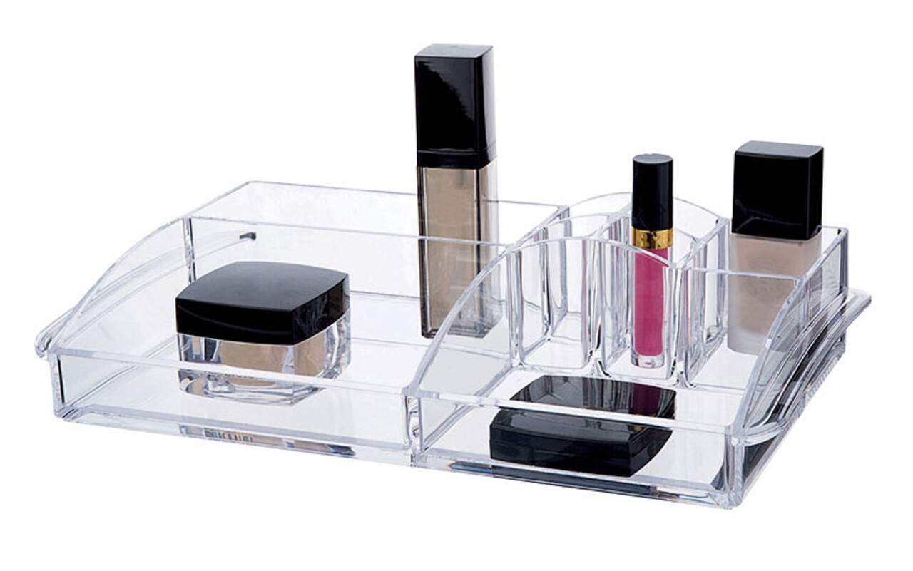 Organizator pentru cosmetice Compactor, 8 compartimente, 35x20x7.45 cm ,transparent - imagine 4